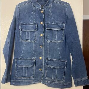 Liverpool Los Angeles Denim Utility Jacket Women’s Large Gold Buttons